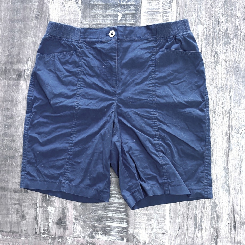 Chico's Casual Shorts Navy Blue Elastic Waist Pull On Size 1
